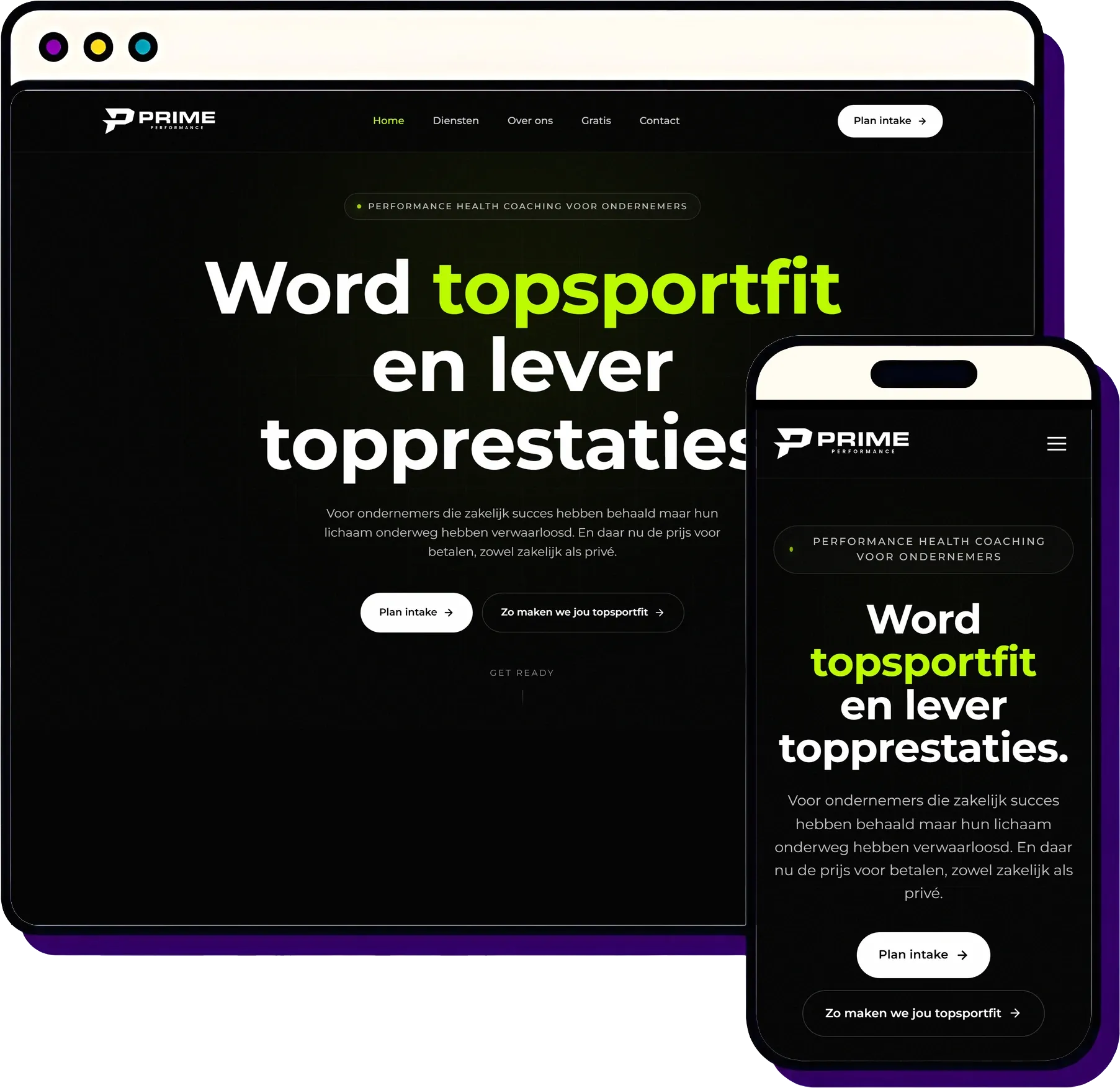 Prime Performance — Astro-site binnen Online Plus voor health-coach
