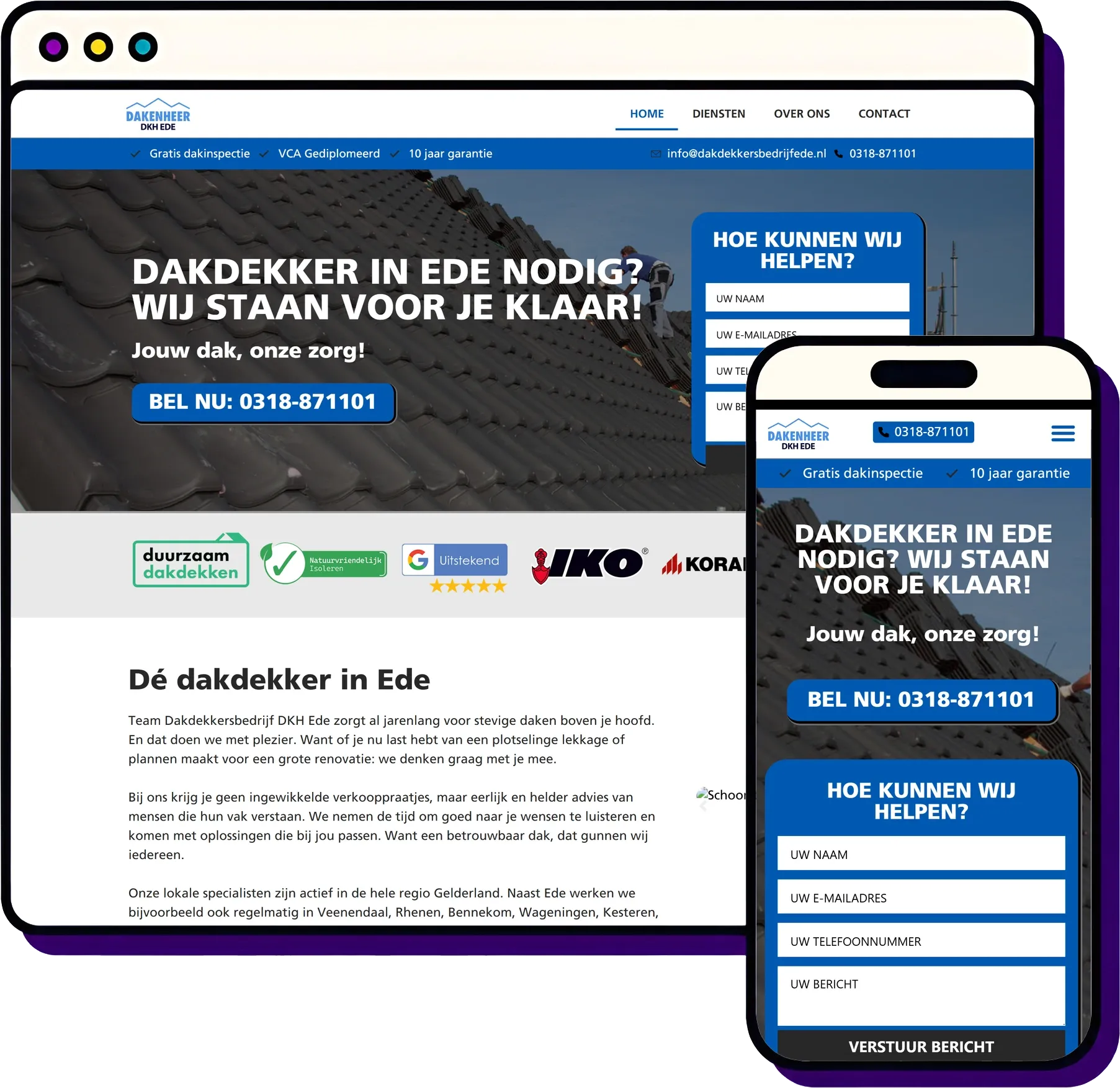 Dakdekkersbedrijf DKH Ede — In 9 maanden van pagina 3 naar top 3, 4x meer aanvragen